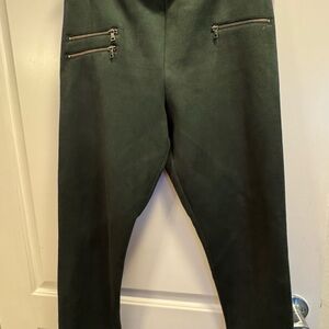 BCBGMaxAzria Dark Green Dress Pants with Zipper Accents